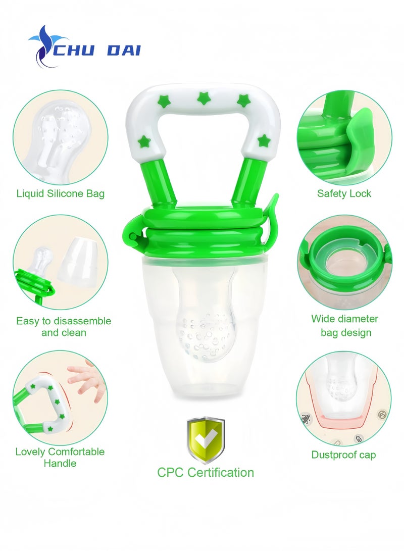 CHU DAI Baby Fruit Food Feeder Silicone Pacifier Fresh Pouches Teething Toy Aching Gums Pacifier Reusable(Blue)  - Image 2