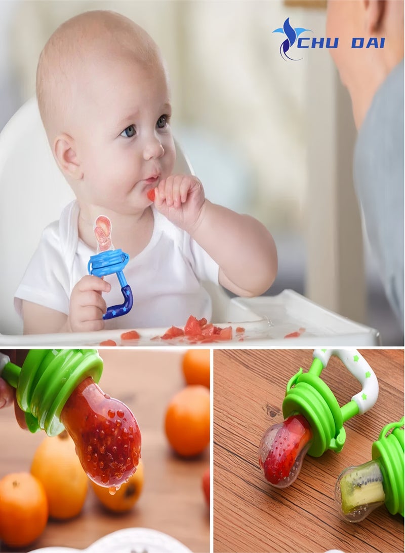 CHU DAI Baby Fruit Food Feeder Silicone Pacifier Fresh Pouches Teething Toy Aching Gums Pacifier Reusable(Blue)  - Image 5