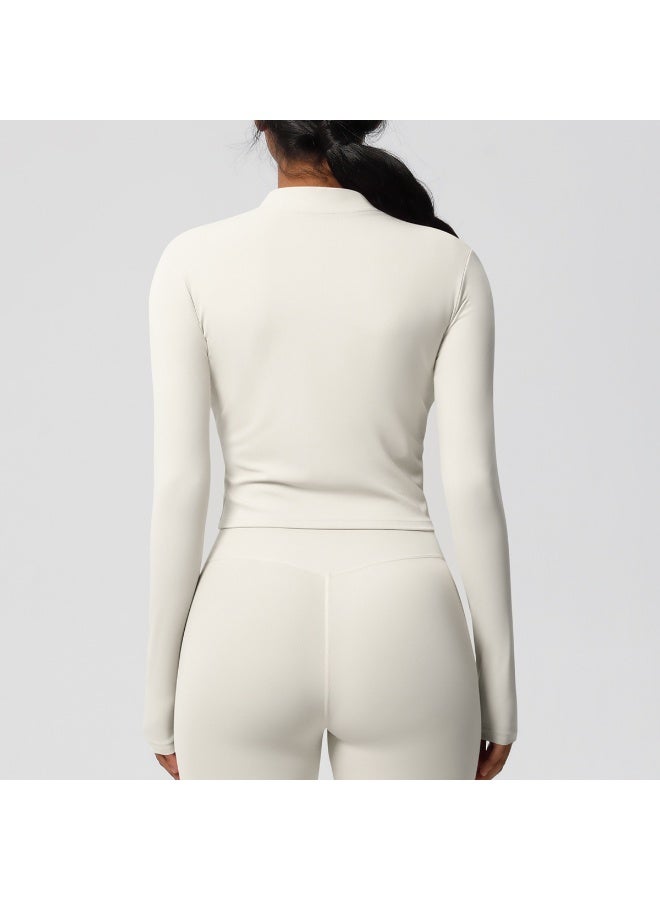 Women Outdoor Sports Long Sleeved Slim Yoga Suit Zipper Cardigan Stand Up Collar Clothes Quick Dry Running Fitness Jacket Top - Image 4