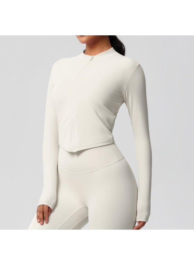 Women Outdoor Sports Long Sleeved Slim Yoga Suit Zipper Cardigan Stand Up Collar Clothes Quick Dry Running Fitness Jacket Top - Image 2