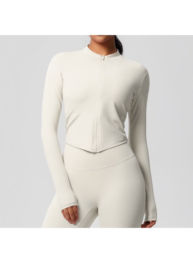 Women Outdoor Sports Long Sleeved Slim Yoga Suit Zipper Cardigan Stand Up Collar Clothes Quick Dry Running Fitness Jacket Top - Image 1