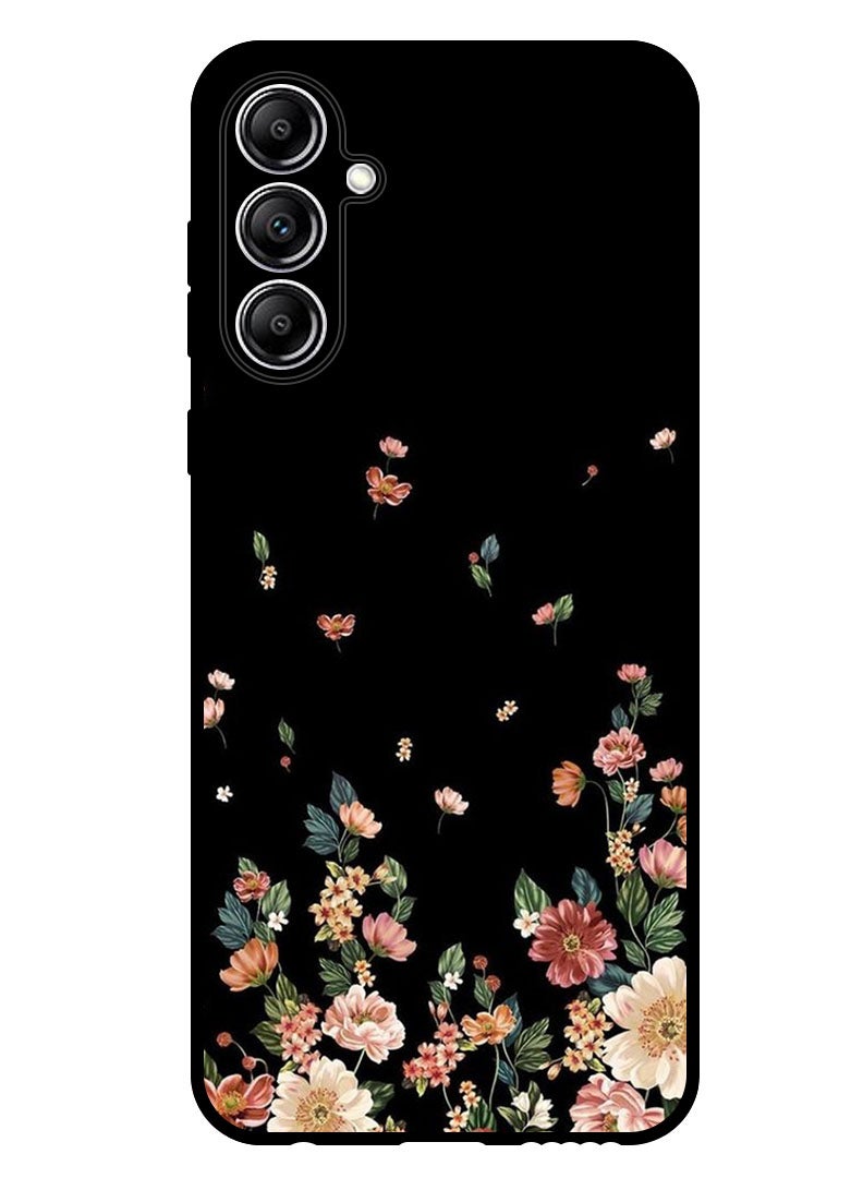 Theodor Protective Case Anti Scratch Shock Proof Bumper Cover For Samsung Galaxy M15 Flowers in Black Background - Image 1
