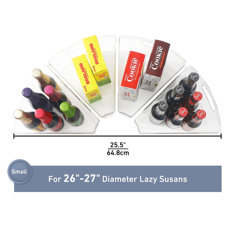 Leeden Lazy Susan Organizer for 26" Diameter Corner Lazy Susan, Plastic Kitchen Cabinet Storage Bins with Handle, 4 Packs, 1/8 Wedge - Food Safe, BPA Free - Image 5