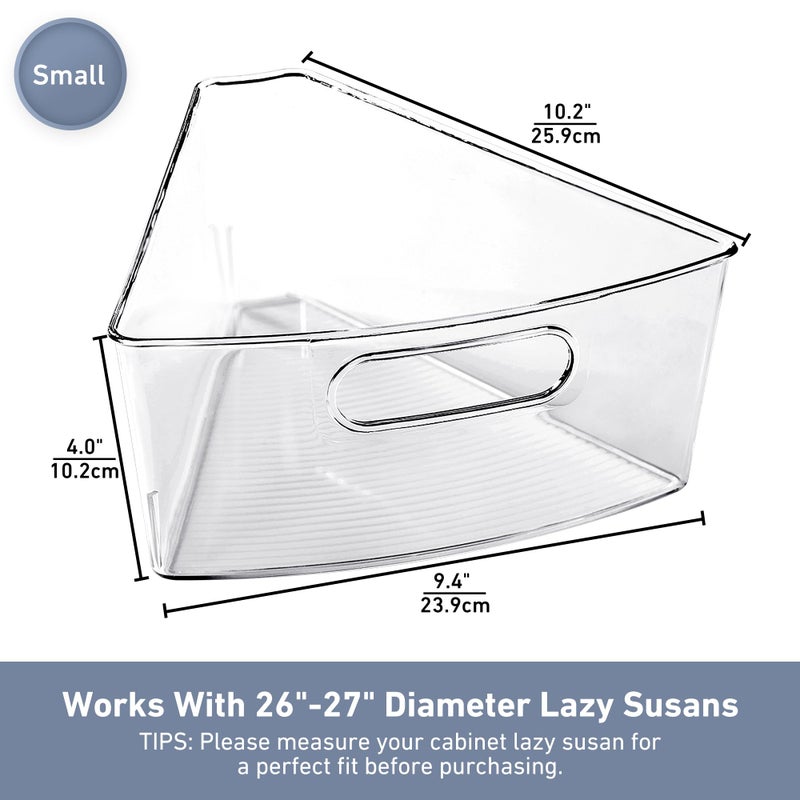 Leeden Lazy Susan Organizer for 26" Diameter Corner Lazy Susan, Plastic Kitchen Cabinet Storage Bins with Handle, 4 Packs, 1/8 Wedge - Food Safe, BPA Free - Image 4