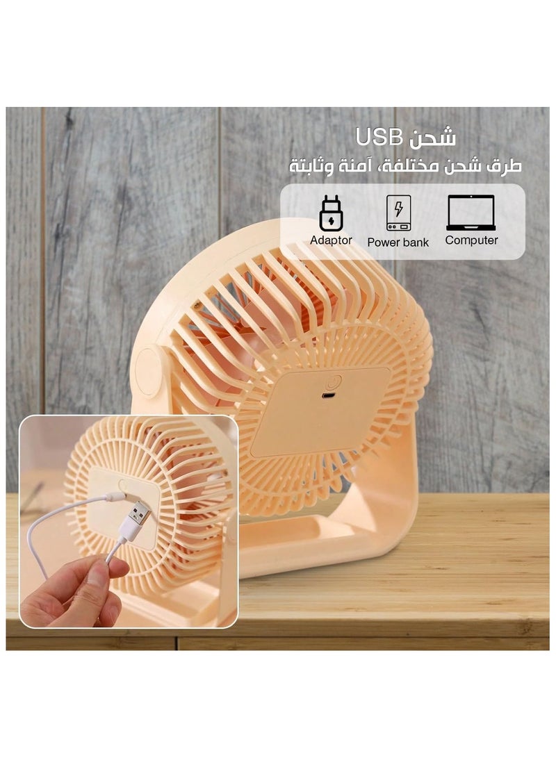 Portable Mini USB Desktop Handheld Fan 3 Speeds with Stand Multicolor - Image 5