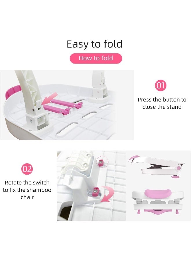 Fedicelly (Pink) - Toddler Shampoo Chair Girls Tools, Kids Hair Washing Bath Seat, Children Head Hair Rinser Chair (Pink) - Image 5