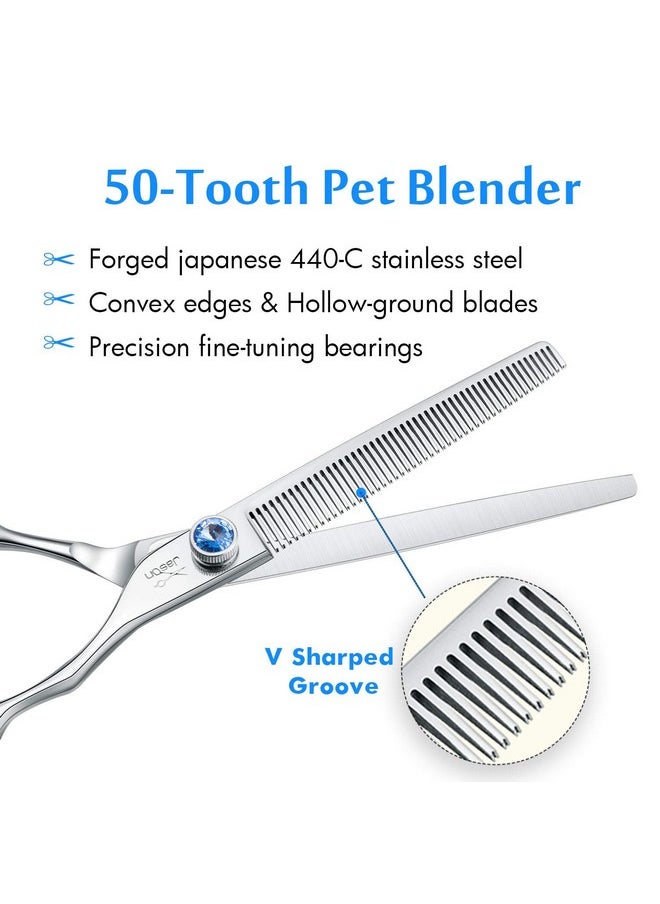 7" 50 Teeth Thinning Dog Grooming Blending Scissor, Ergonomic Pet Grooming Thinner Blender Shears Cat Trimming Texturizing Kit With Offset Handle And A Jewelled Screw, 30% Thinning Rate - pzsku/Z7D70E7E2C17F3EDC80A9Z/45/_/1726221391/157b4949-6f96-437a-8c09-87c5f17630bd