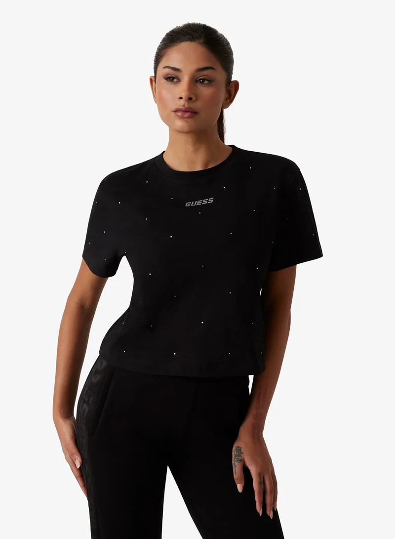 GUESS Primula Rhinestones Boxy T-Shirt