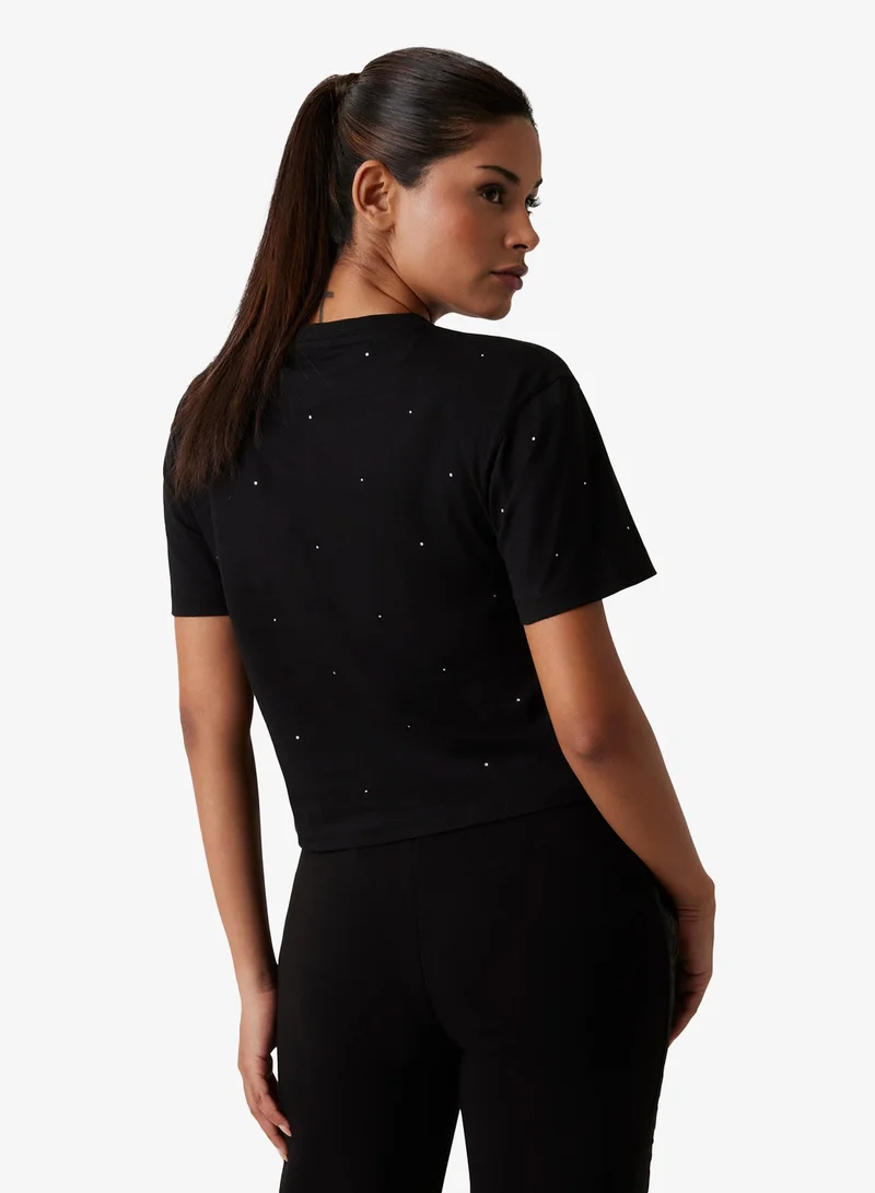 GUESS Primula Rhinestones Boxy T-Shirt
