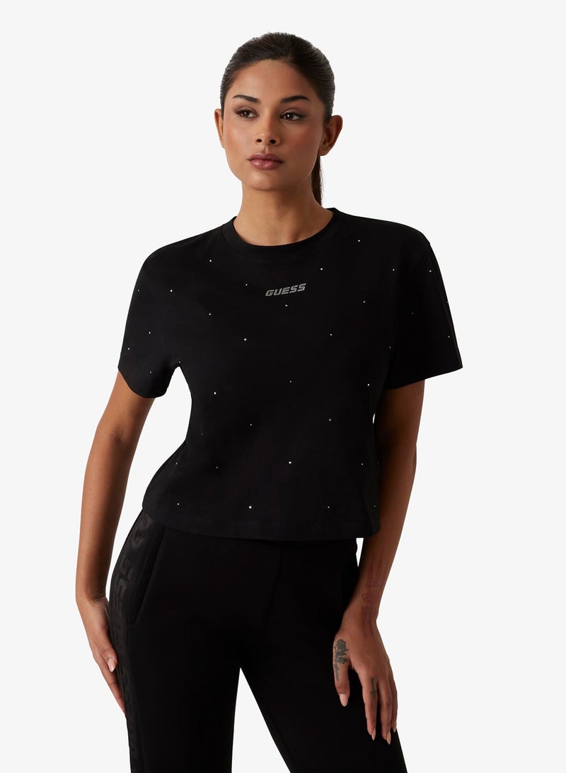 GUESS Primula Rhinestones Boxy T-Shirt - Image 1