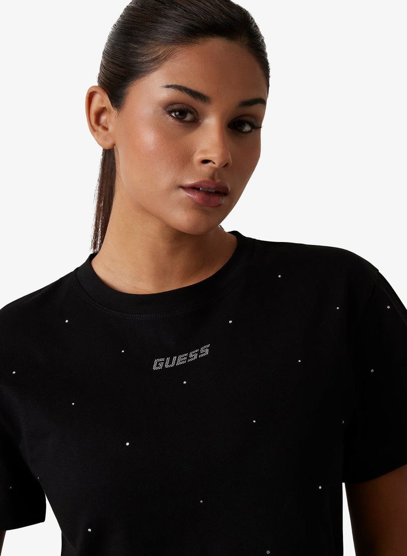 GUESS Primula Rhinestones Boxy T-Shirt - Image 3