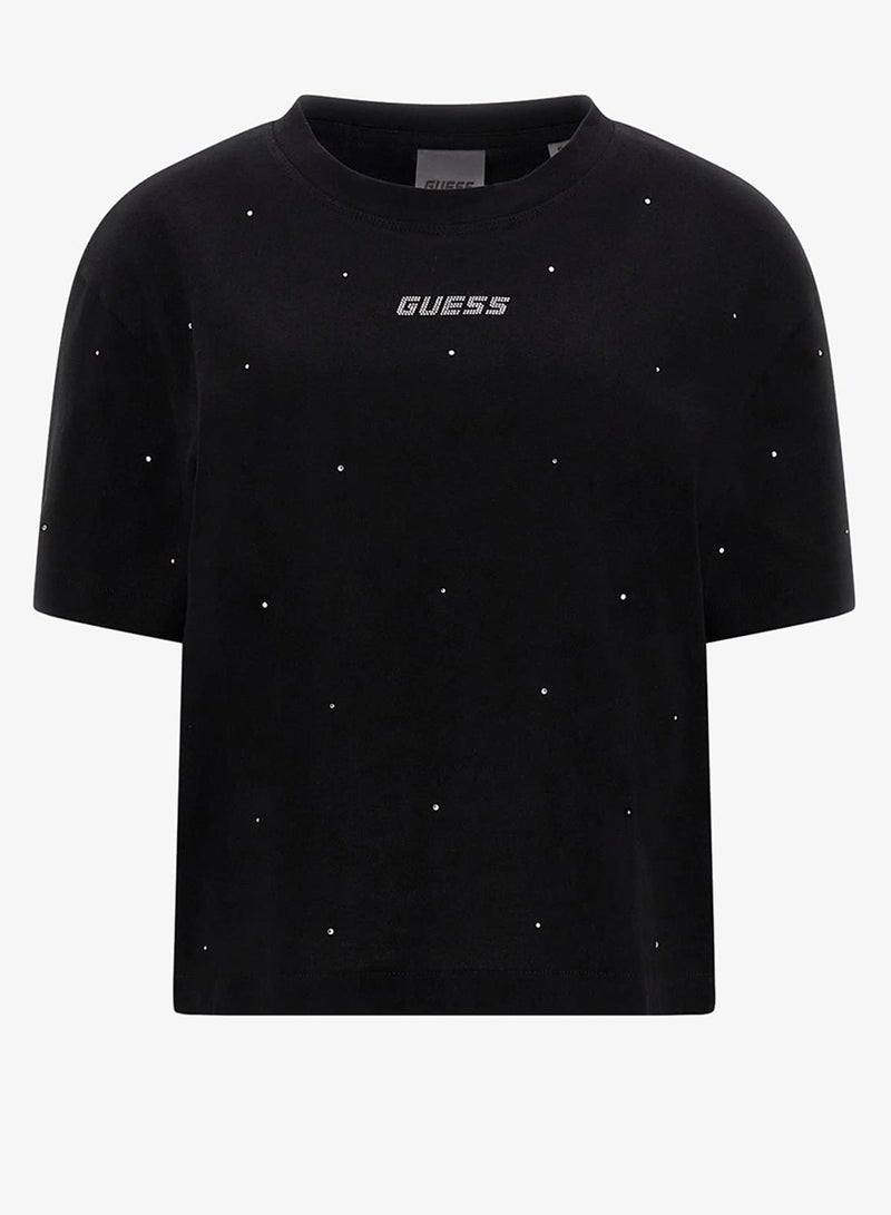 GUESS Primula Rhinestones Boxy T-Shirt - Image 5