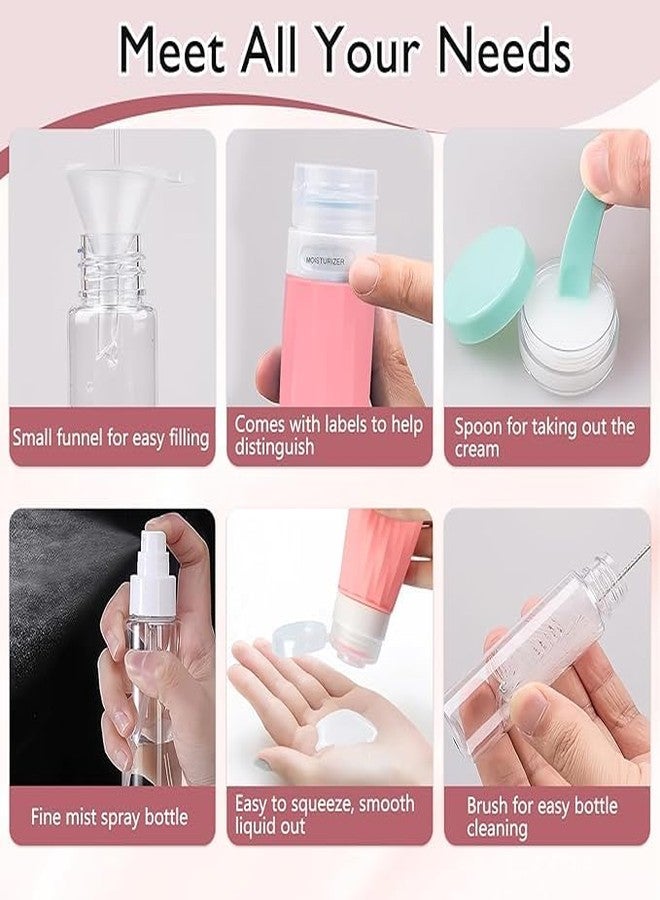 Minitul 18 Pcs Travel Bottles for Toiletries, Silicone Travel Size Toiletries of Travel Containers Set, Refillable & Leakproof Travel Bottles Kit with TSA Approved Travel Size Bottles, Multicolor - Image 3