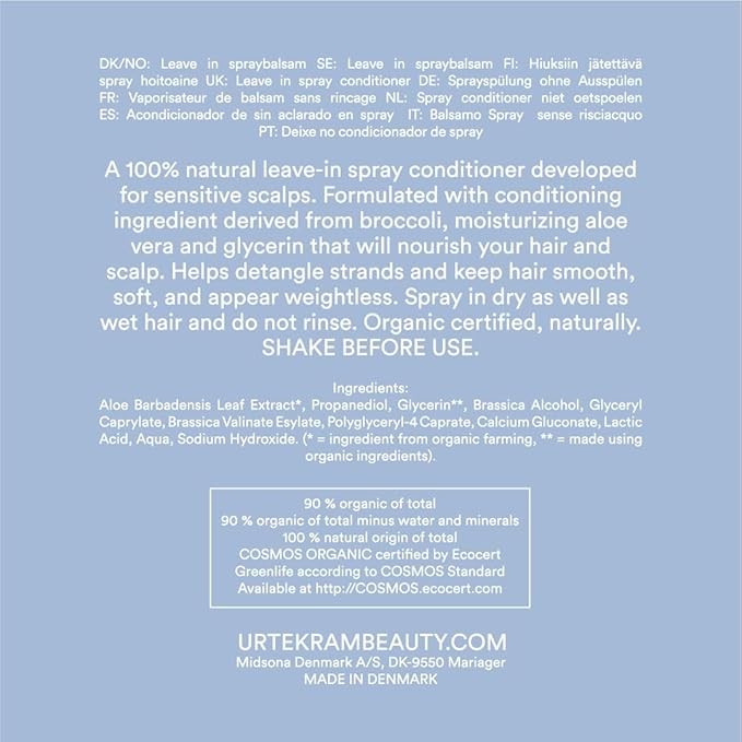 Urtekram Rosemary LeaveIn Spray Conditioner Fine Hair Nourishing Moisturizing 250 ml Vegan Organic CrueltyFree Natural Origin