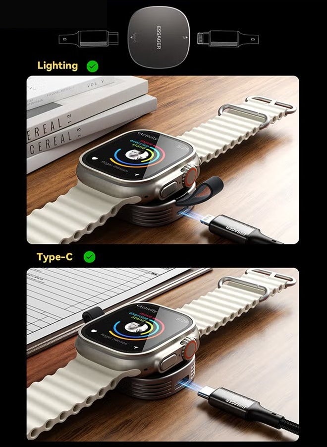 ESSAGER Magnetic Wireless Charger for Portable Apple Watch, Light Weight Magnetic Quick Charge, Compatible with All Apple Watch Models - Image 3