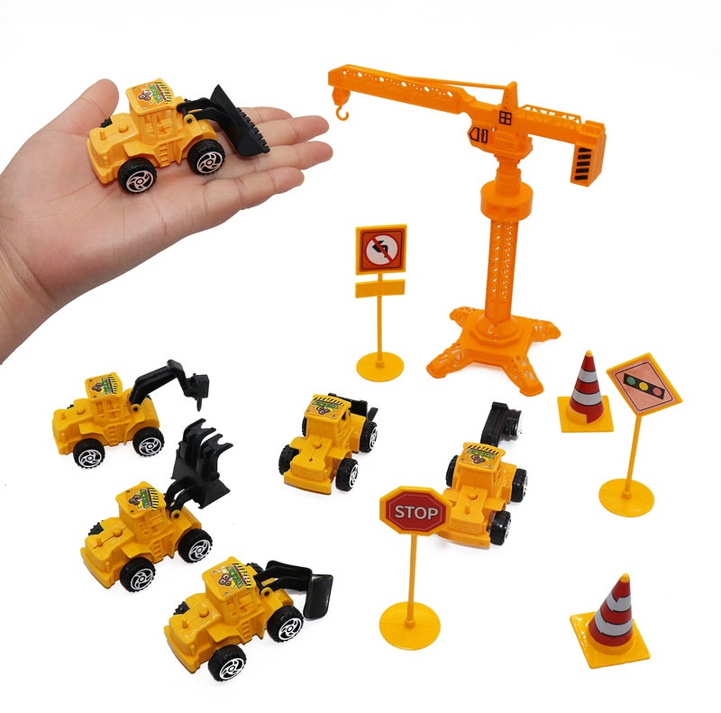 Nevperish 18 PCS Construction Cake Toppers Vehicles Cake Decoration Set Excavator Tower Crane Cupcake Topper Traffic and Road Sign Decor Happy Birthday Party Supplies Favors - Image 4