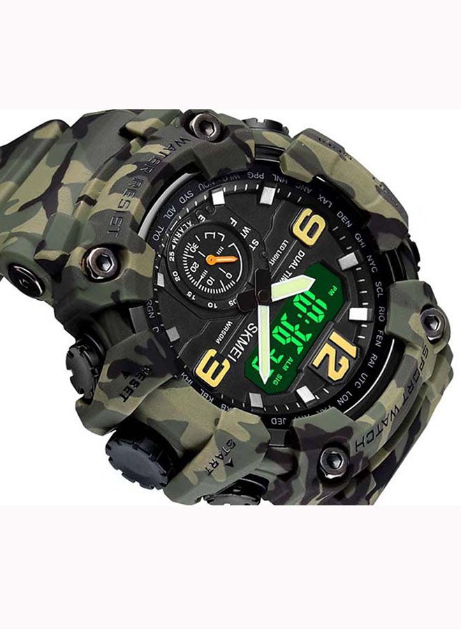 Men's 1637 Japan Movement 3 Time Dual Display Analog LED Electronic Quartz Wristwatch - Image 4