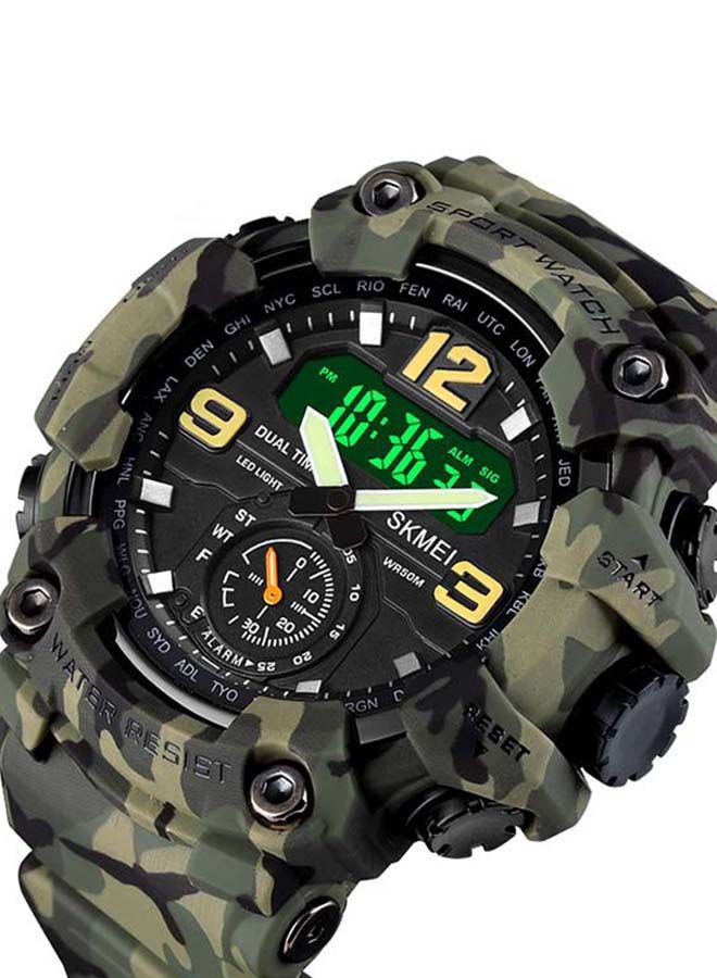 Men's 1637 Japan Movement 3 Time Dual Display Analog LED Electronic Quartz Wristwatch - Image 2