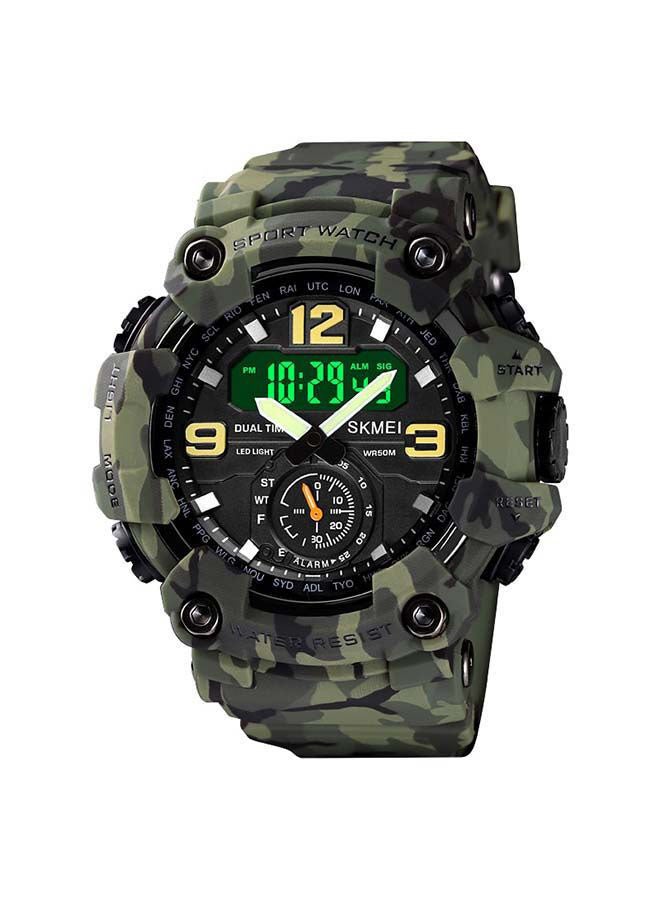 Men's 1637 Japan Movement 3 Time Dual Display Analog LED Electronic Quartz Wristwatch - Image 1