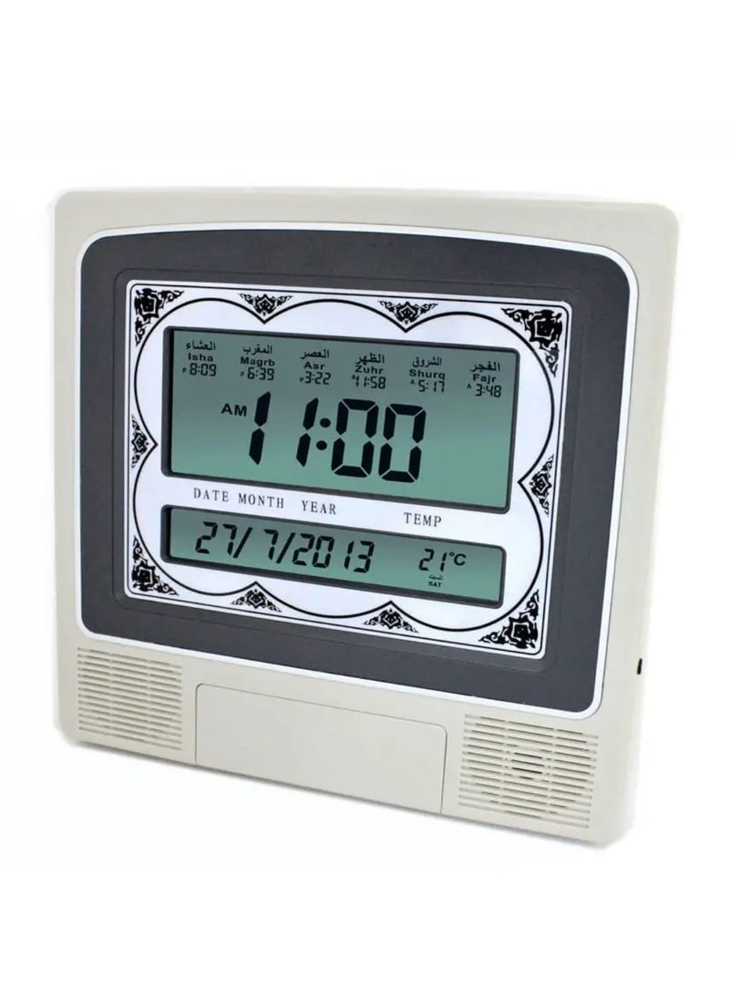 Digital Alarm Clock with Azan Sound Black/Silver 227x32x215mm