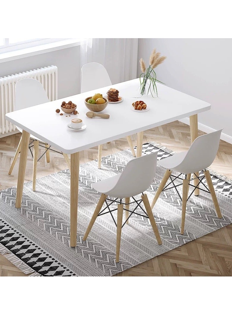 Generic Wooden Dining Table Kitchen Table with Solid Wood Legs Home Writing Table for Home Living Room Office (120*60*73CM)  - Image 3