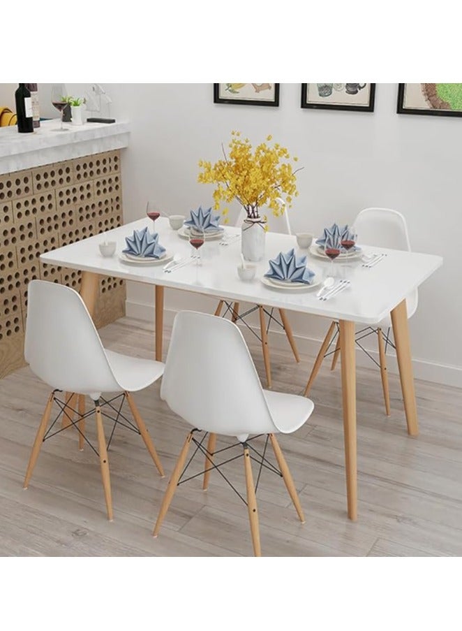 Generic Wooden Dining Table Kitchen Table with Solid Wood Legs Home Writing Table for Home Living Room Office (120*60*73CM)  - Image 4