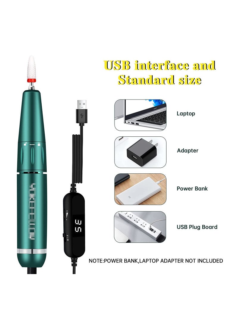 general 35000RPM Portable Electric Nail Drill, Compact Efile Handpiece Professional Manicure Pedicure Nail File Drill Kit, Green - Image 5