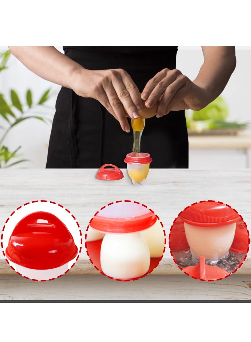 Zikra 6 PCS Egg Boiler For Hard Boiled Eggs Silicone Egg Cups For Poached Eggs Hard Boiled Egg Holder Without Shell Egg Cooker Silicone Egg Molds Egg Poacher Pan Nonstick - Image 2