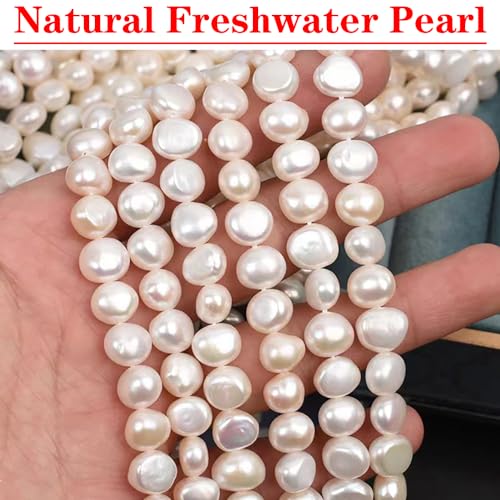NUZON 6-7mm Baroque Pearl Choker Necklace for Women Natural Freshwater White Pearl Beaded Necklace Strand Elegant Summer Layering Jewelry 16" - Image 5