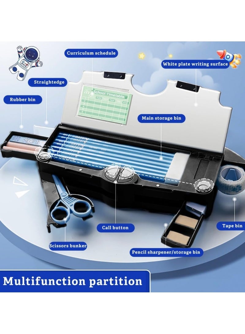 general Cute Cartoon Astronaut Boy Pencil Case, Pop-Up Multifunctional Pencil Case with Roller Knife, Timetable, School Supplies, Durable Kids Pencil Pouch with Compartment - Image 4