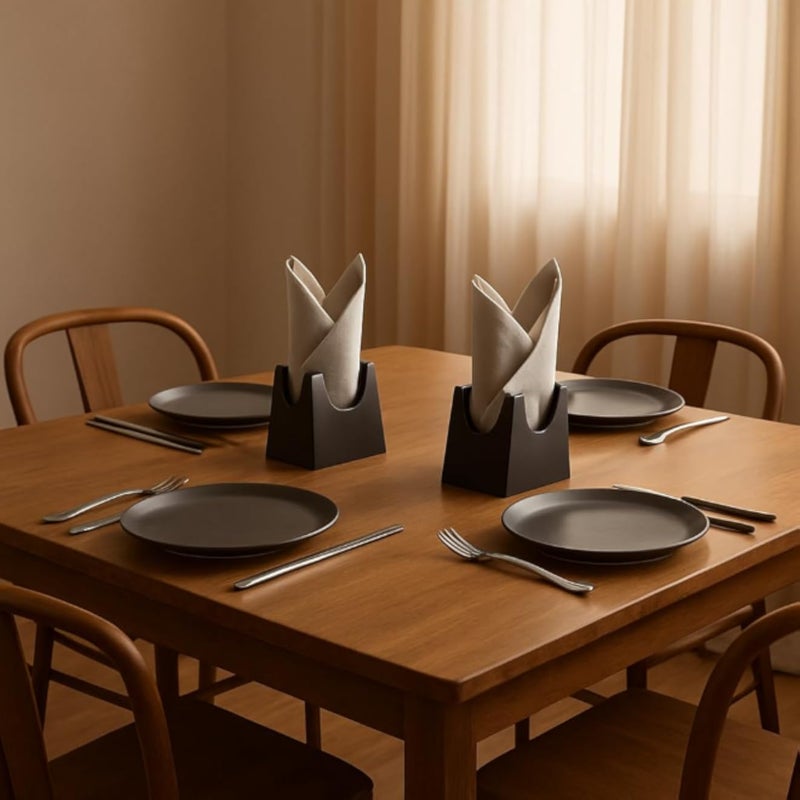 Modern Napkin Holder Set, 2-Piece Black Table Decor, Elegant Dining Room Accessory 3D printed