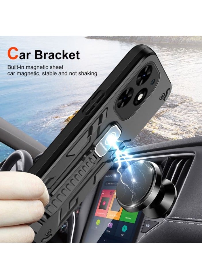 The case is compatible with Tecno Spark Go 2024 and compatible with Tecno Spark Go 2024 4G Car Magnetic Stand 2-in-1 Shockproof Phone Case