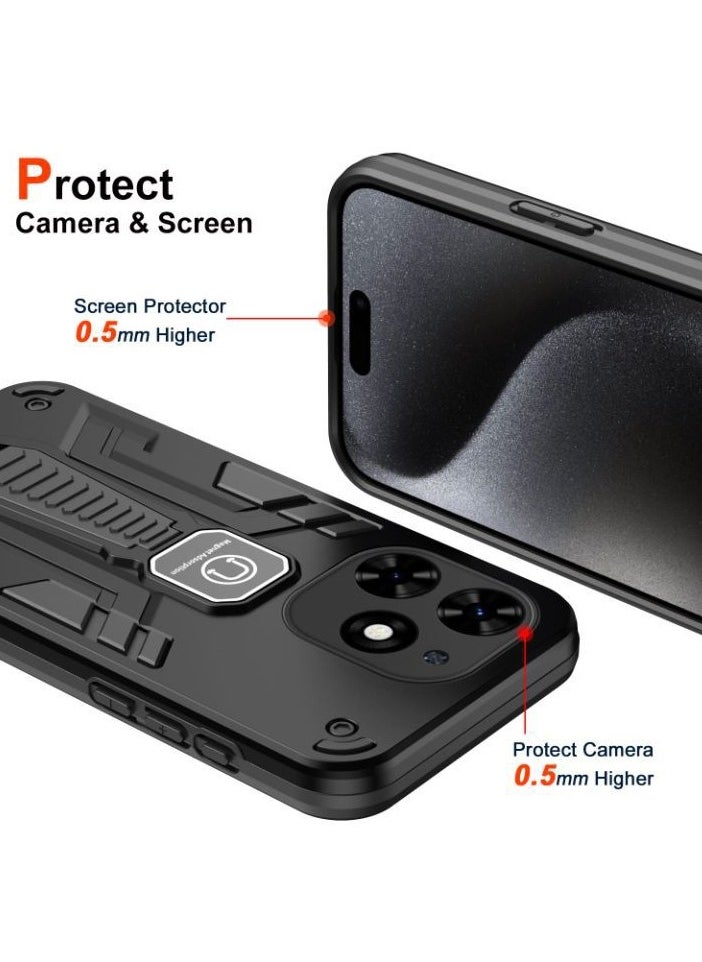 The case is compatible with Tecno Spark Go 2024 and compatible with Tecno Spark Go 2024 4G Car Magnetic Stand 2-in-1 Shockproof Phone Case