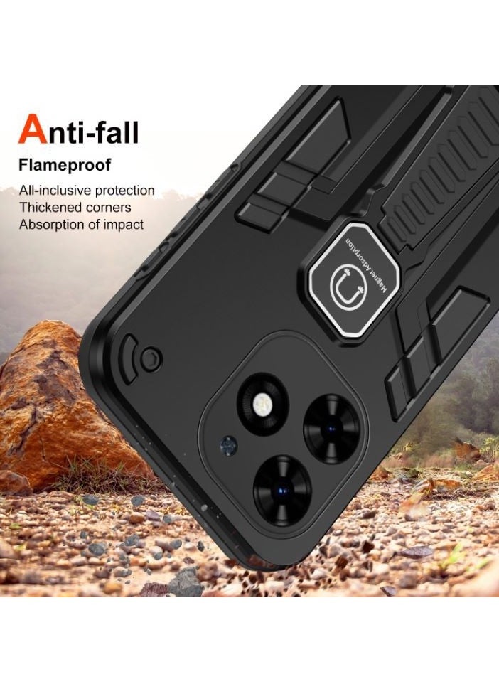 The case is compatible with Tecno Spark Go 2024 and compatible with Tecno Spark Go 2024 4G Car Magnetic Stand 2-in-1 Shockproof Phone Case