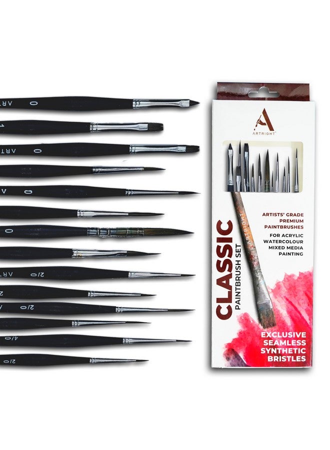 Artright Miniature Fine Detailing Thin Brush Set of 14 pcs with Brush Holder for Acrylic, Oil, Watercolor & Gouache with Paint Brush Set - Wood and Synthetic Bristle - Image 1