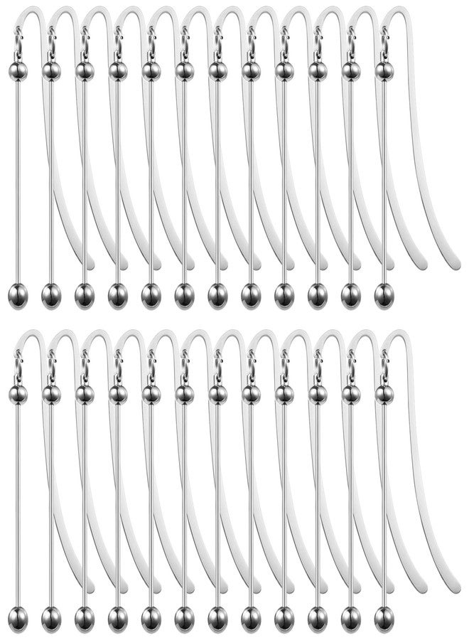 Homaisson 24 Pcs Beadable Bookmarks, Silver Metal DIY Bookmarks, Creative Book Clips with Blank Bars, Modern Pendant Bookmarks, Ideal for Crafting, Jewelry Making - Image 2