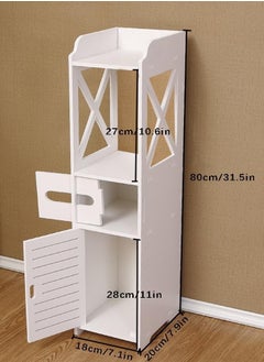 Generic 𝐅𝐅𝐃 Bathroom Storage Cabinet – Narrow PVC Floor Cabinet with Door & Open Shelf, Waterproof Space Saver Organizer for Toilet Side, Small Bathroom, Bedroom, or Kitchen  - Image 2