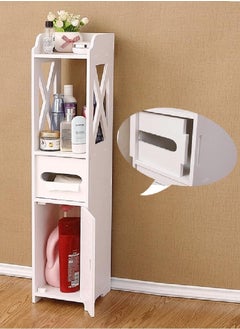 Generic 𝐅𝐅𝐃 Bathroom Storage Cabinet – Narrow PVC Floor Cabinet with Door & Open Shelf, Waterproof Space Saver Organizer for Toilet Side, Small Bathroom, Bedroom, or Kitchen  - Image 3