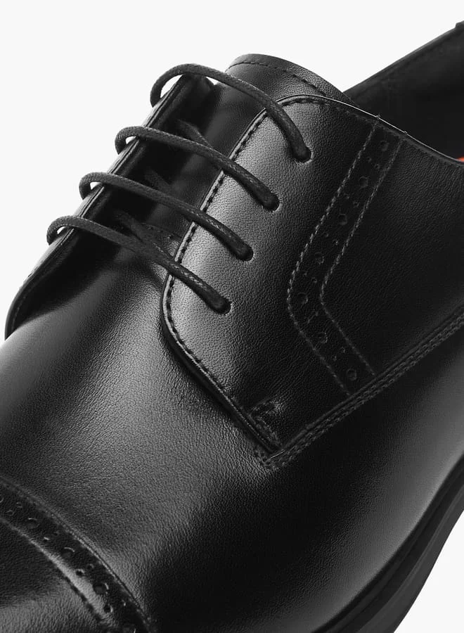 لو كونفورت Mens Textured Lace-Up Derby Shoes