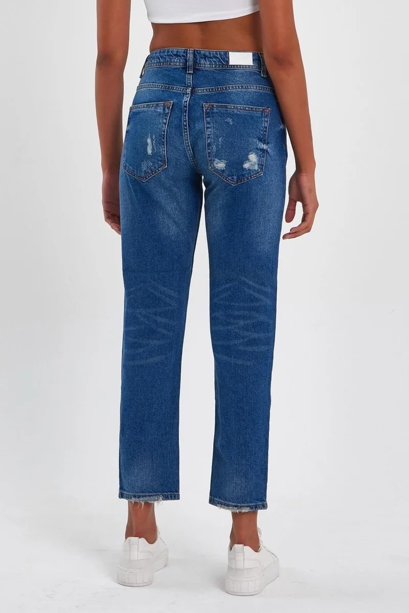 الكسندر جاردي Special Collection Ripped Detail Denim Trousers (AG-1051G)