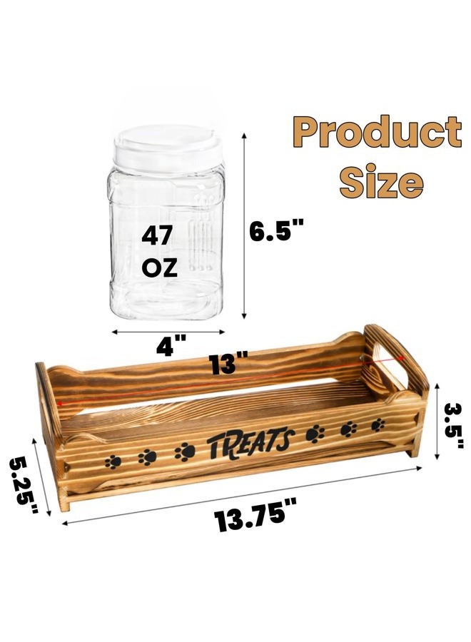 Tlence Dog Treats Container with 3 Plastic Jars, Dog Food Storage Canister with Wooden Stand, Airtight Pet Treat Holder for Dogs and Cats, Dog Snacks Treat Organizer for Kitchen Counter, Gift for Pet - Image 2