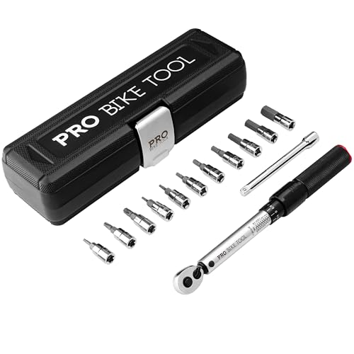 Pro Bike Tool طقم مفاتيح عزم الدوران القابلة للتعديل من برو بايك تول - مفتاح دقيق 1/4 مع نطاق 2-20 نيوتن متر - طقم أدوات دراجة كامل مع رؤوس سداسية وتوركس وحقيبة للتخزين السهل - Image 1