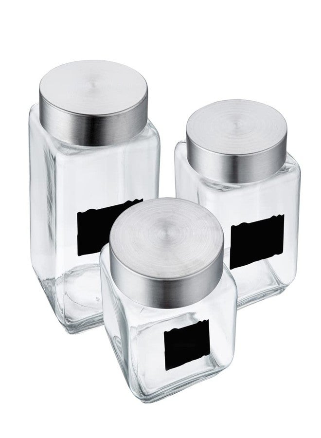 Restaurantware-Vetri Glass Storage Jar Set, 3-Piece Dishwashable Glass Cookie Jars - Airtight Seal, Hot & Cold Friendly, Clear Candy Jars, For Kitchen, Laundry, Or Storage - Image 2