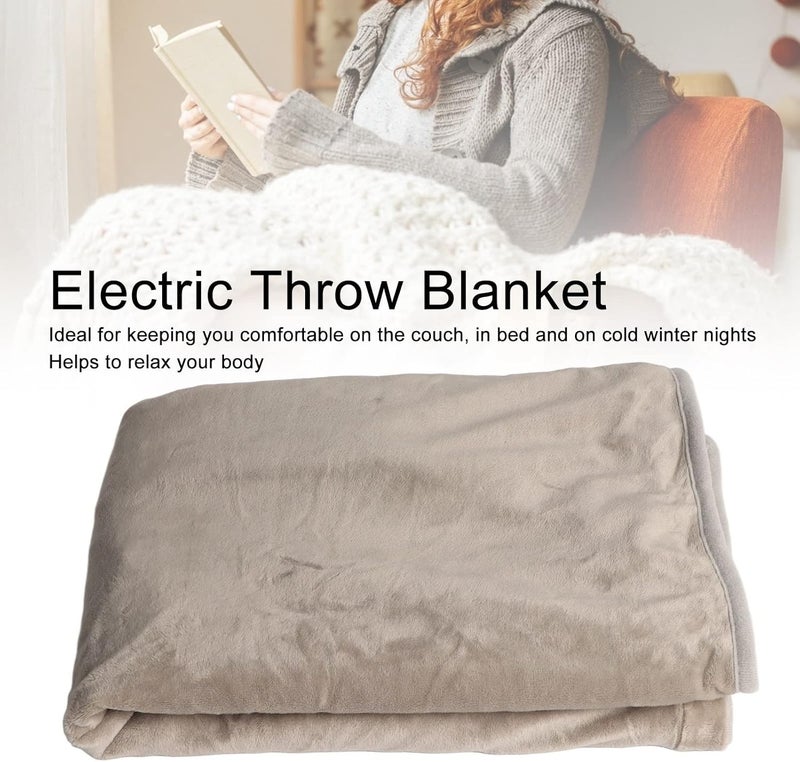 OUKA Heated Blanket, Flannel Material Soft Comfortable Warm Electric Throw Blanket for Home Relaxing Sleeping (Grey) - Image 2