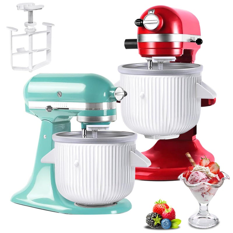 Akiosk Ice Cream Maker Attachment for KitchenAid Stand Mixer, Ice Cream Bowl Compatible with 4.5/5QT & 6QT Stand Mixers, Ice Cream & Sorbet Gelato Maker Attachment, 2 Quart - Image 1