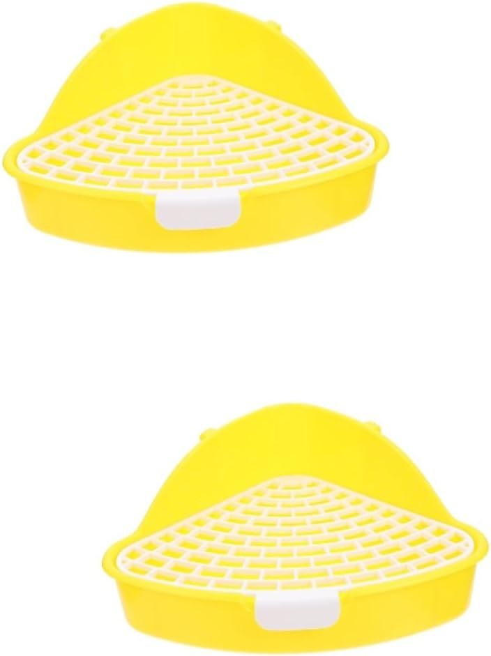 2Pcs Yellow Bunny Litter Box Triangle Pet Toilet for Rabbits Guinea Pigs Hamsters - Image 1