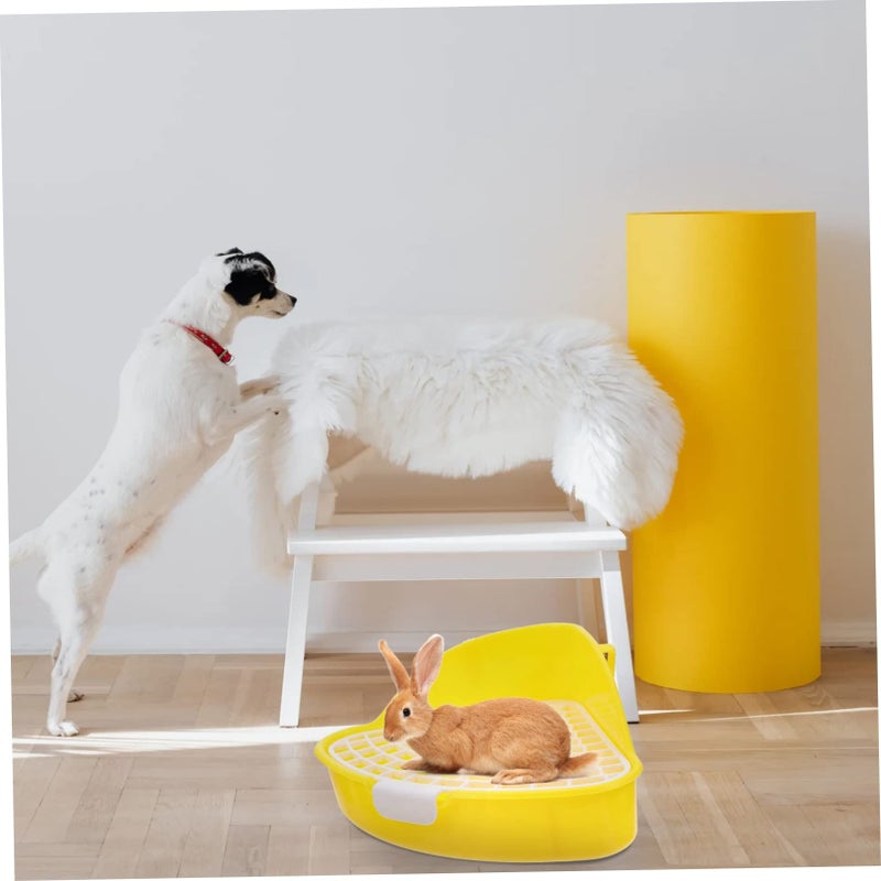 2Pcs Yellow Bunny Litter Box Triangle Pet Toilet for Rabbits Guinea Pigs Hamsters - Image 3