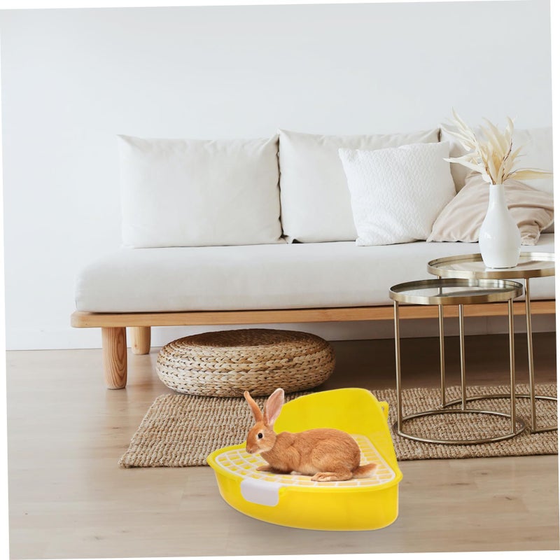 2Pcs Yellow Bunny Litter Box Triangle Pet Toilet for Rabbits Guinea Pigs Hamsters - Image 4
