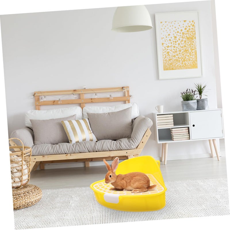 2Pcs Yellow Bunny Litter Box Triangle Pet Toilet for Rabbits Guinea Pigs Hamsters - Image 5