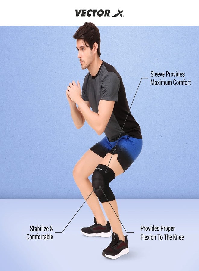 Vector X Knee Support Cap Brace/Sleeves For Sports, Pain Relief, Knee Compression Support, Exercise, Running, Cycling, Workout, Knee Cap Guard For Men And Women (1 Piece In Box)(Black Large) - Image 3